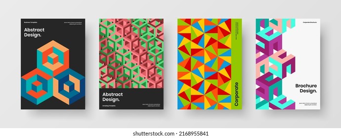 Modern presentation design vector layout collection. Simple mosaic hexagons catalog cover illustration composition.