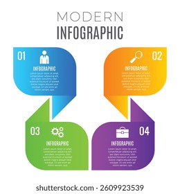 Modern presentation infographic 4 step or options chart list template design