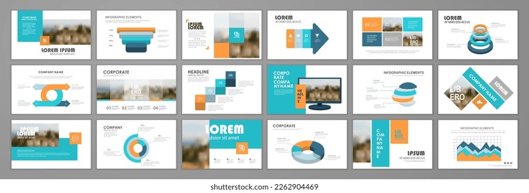 Moderne Präsentationsfolien. Infografik-Elemente-Template für Web, Print, Geschäftsbericht Broschüre, Business-Flyer-Broschüre Marketing und Werbevorlage. Vektorgrafik