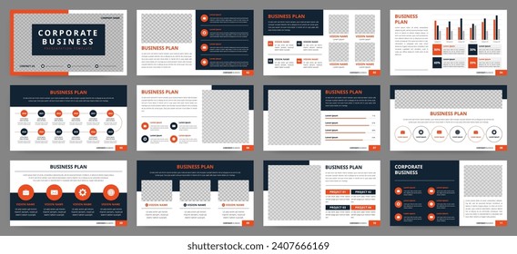 Modern presentation slide templates. Infographic elements template set for web, print, annual report brochure, business flyer leaflet marketing and advertising template. Vector Illustration.
