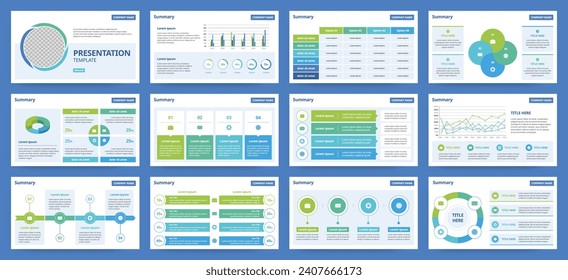 Modern presentation slide templates. Infographic elements template set for web, print, annual report brochure, business flyer leaflet marketing and advertising template. Vector Illustration.