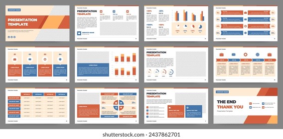 Modern presentation slide templates. Infographic elements template set for web, print, annual report brochure, business flyer leaflet marketing and advertising template. Vector Illustration.