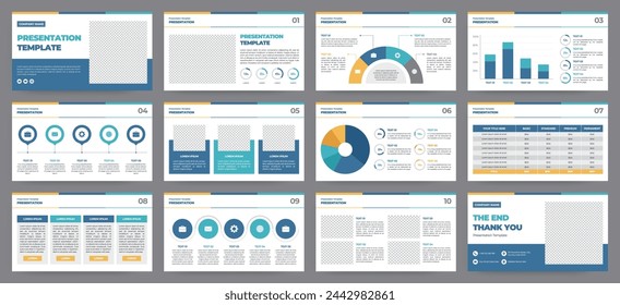 Modern presentation slide templates. Infographic elements template set for web, print, annual report brochure, business flyer leaflet marketing and advertising template. Vector Illustration.