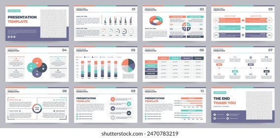 Modern presentation slide templates. Infographic elements template set for web, print, annual report brochure, business flyer leaflet marketing and advertising template. Vector Illustration.