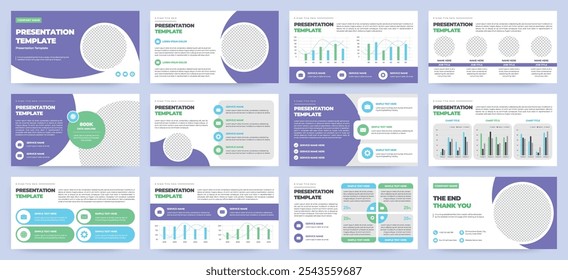 Modelos modernos de slides de apresentação. Modelo de elementos infográficos definido para web, impressão, folheto de relatório anual, folheto de negócios folheto de marketing e modelo de publicidade. Ilustração de vetor.