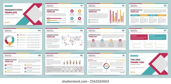 Modern presentation slide templates. Infographic elements template set for web, print, annual report brochure, business flyer leaflet marketing and advertising template. Vector Illustration.