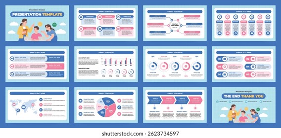Modernas Plantillas de diapositivas de presentación. Conjunto de Plantillas de elementos infográficos para Web, impresión, folleto de informe anual, folleto de negocios, marketing de folletos y Plantilla publicitaria. Ilustración vectorial.