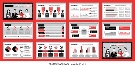 Modern presentation slide templates. Infographic elements template set for web, print, annual report brochure, business flyer leaflet marketing and advertising template. Vector Illustration.