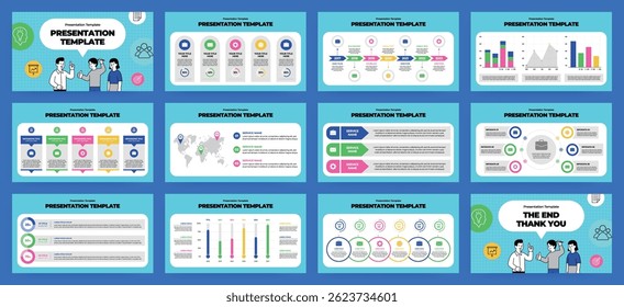 Modernas Plantillas de diapositivas de presentación. Conjunto de Plantillas de elementos infográficos para Web, impresión, folleto de informe anual, folleto de negocios, marketing de folletos y Plantilla publicitaria. Ilustración vectorial.