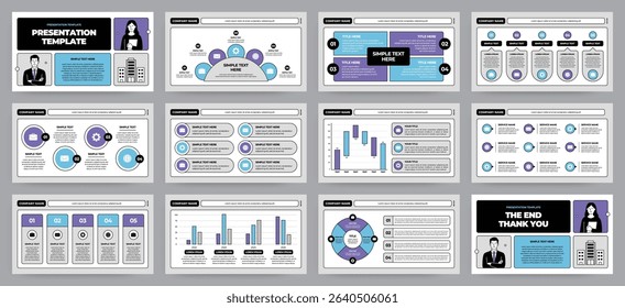 Modern presentation slide templates. Infographic elements template set for web, print, annual report brochure, business flyer leaflet marketing and advertising template. Vector Illustration.