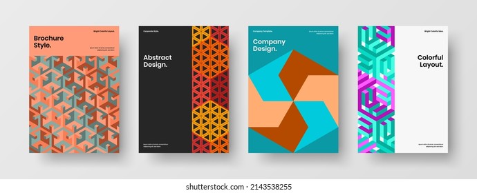 Modern presentation vector design layout bundle. Simple geometric shapes postcard template set.