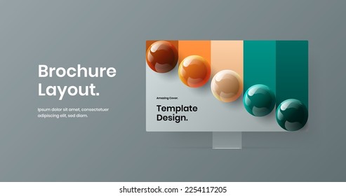 Modern presentation vector design template. Simple monitor mockup site screen concept.