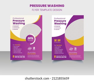 Modern Pressure And Power Washing Flyer Template, Window Washing Flyer Deck, And Sidewalk Cleaning Flyer Template Design