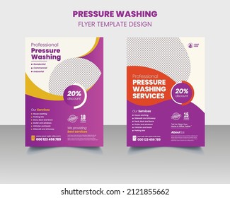 Modern Pressure And Power Washing Flyer Template, Window Washing Flyer Deck, And Sidewalk Cleaning Flyer Template Design