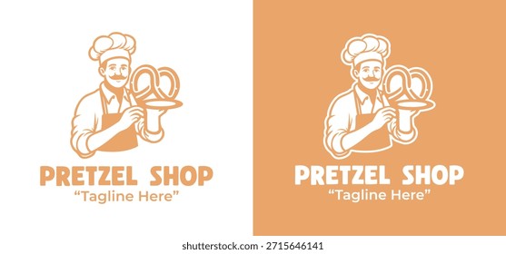 A modern pretzel shop logo designed for bakeries, snack stores, and casual food branding.