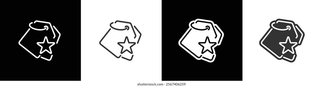 Modern Price tags with star icon. Star label sale tag icon set. Discount tag icon in flat and line style. Price tag Vector illustration in black white and transparent backgrounds. Eps10
