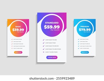 Modern Pricing comparison table template design