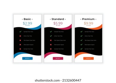 modern pricing table comparison business template