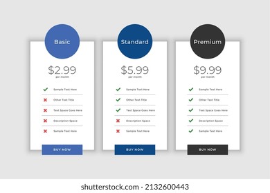 modern pricing table template design