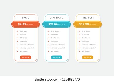 Modern Pricing Table Template Vector Design