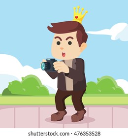 modern prince holding camera