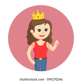 modern princess in red tanktop and flared trouser in circle background