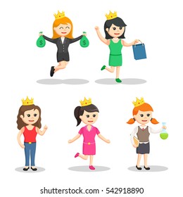 modern princesses set illustration design