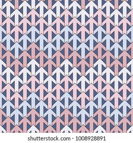 Modern print with interlocking arrows. Contemporary abstract background with repeated pointers. Tender seamless pattern with geometric figures. Creative wallaper. Vector digital paper