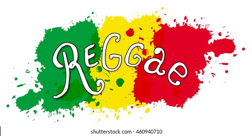 Modern print in reggae style. Vector isolated typography. Lettering design. Handwritten.