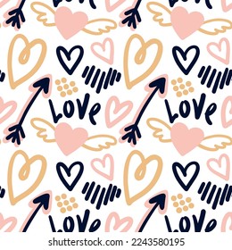 Modern print for San Valentine's Day. Seamless pattern. Vector