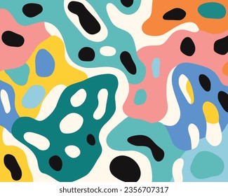 Vector de impresión moderno Ilustración fondo incomparable con la impresión Leopard, al estilo de Stephen Ormandy, impresiones modernas e impresionistas, Jean Arp, Palette Paleta, Patrick Kelly, vertido, pintado a mano