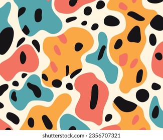 Vector de impresión moderno Ilustración fondo incomparable con la impresión Leopard, al estilo de Stephen Ormandy, impresiones modernas e impresionistas, Jean Arp, Palette Paleta, Patrick Kelly, vertido, pintado a mano