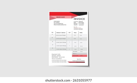 Design moderno de fatura corporativa imprimível 