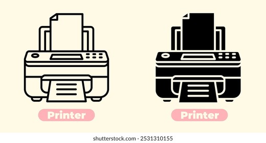 Modern Printer Icon - Sleek, Minimalistic Design for Professional Use. Perfect for apps, websites, infographics, and print-related projects