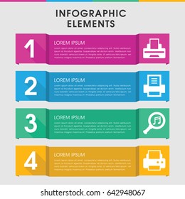 Modern printer infographic template. infographic design with printer icons includes printer. can be used for presentation, diagram, annual report, web design.