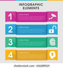 Modern privacy infographic template. infographic design with privacy icons includes security camera. can be used for presentation, diagram, annual report, web design.