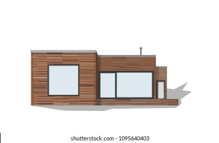 modern private house, vector, white background