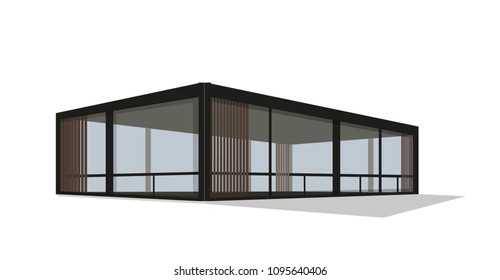 modern private house, vector, white background