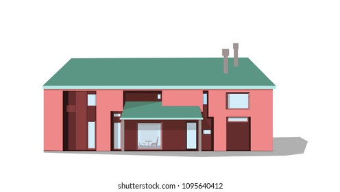 modern private house, vector, white background