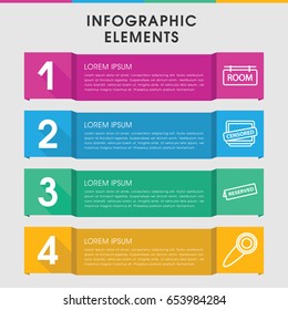 Modern private infographic template. infographic design with private icons includes censored, room tag. can be used for presentation, diagram, annual report, web design.