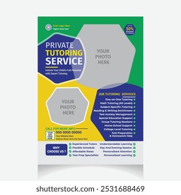modern private tutoring flyer design layout