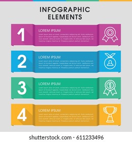Modern prize infographic template. infographic design with prize icons includes medal, trophy. can be used for presentation, diagram, annual report, web design. 