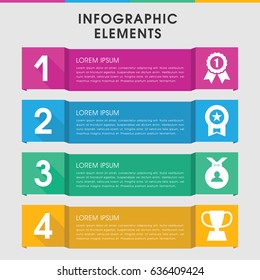 Modern prize infographic template. infographic design with prize icons includes medal, trophy. can be used for presentation, diagram, annual report, web design.