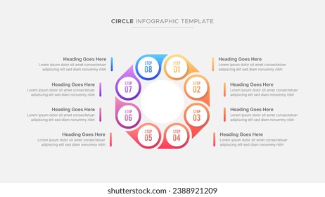 Modern Process Cycle Round Infographics Design Template with 8 Stages