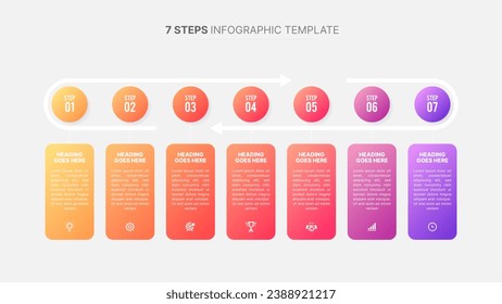 Modernes Fotomodell für Prozesszyklen mit runden Infografiken mit 7 Stufen