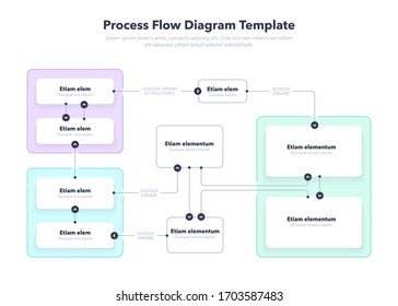 Modern Process Flow Diagram layout template. Flat design, easy to use for your website or presentation.