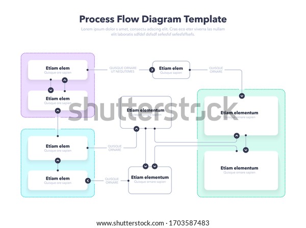 Modern Process Flow Diagram\
layout template. Flat design, easy to use for your website or\
presentation.
