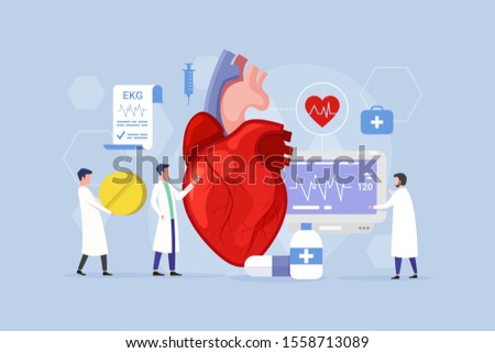 Modern process Heart treatment design concept with Tiny People Character 

Vector Illustration