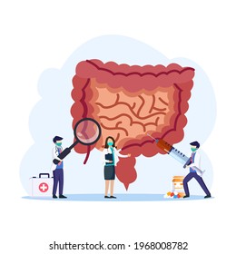Modern process Intestinal inner organs disease treatment design concept with Tiny People Character Vector Illustration. Flat vector template Style Suitable for Web Landing Page, Backgroun