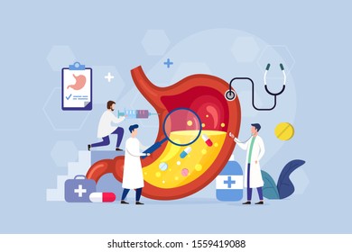 Modern process Stomach inner organs disease treatment design concept with Tiny People Character Vector Illustration